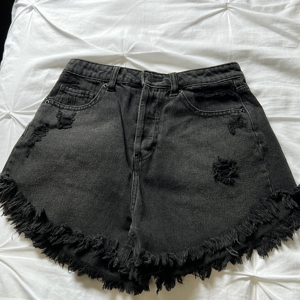 black denim shorts